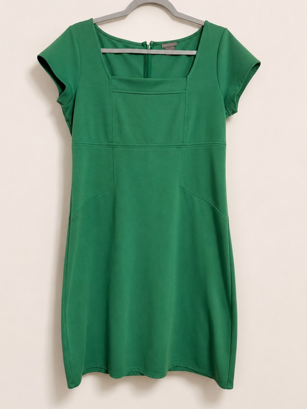 Ann Taylor Green Square Neck Short Sleeve Dress Size 8